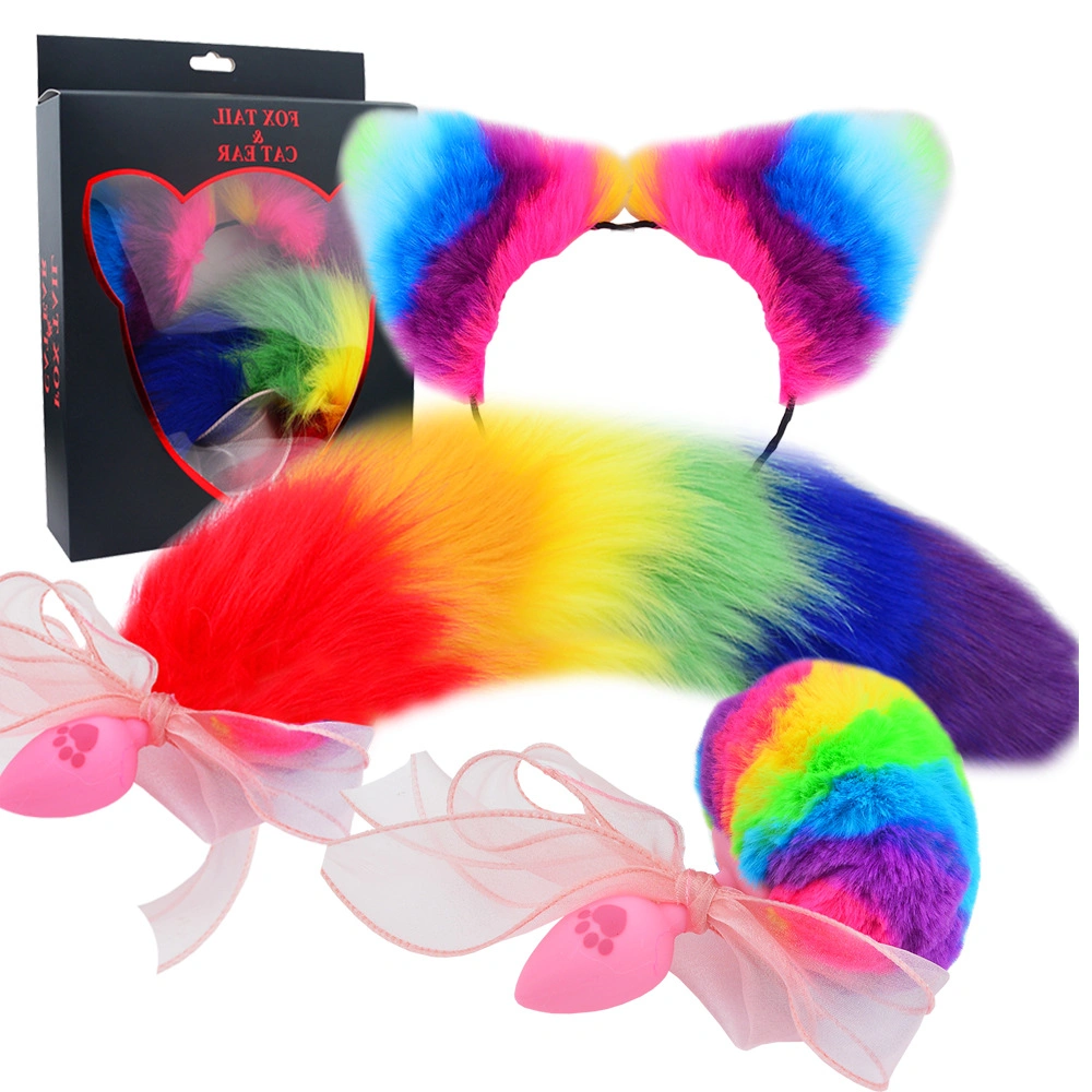 Erotic Adult Sex Toy Colorful Cat Ears Headband Set Furry Fox Tail Metal Anal Plug for Couples Bdsm Roleplay Butt Plug