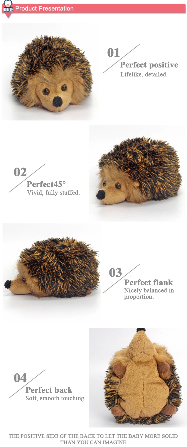 Custom Made 15cm Furry Stuffed Wild Animal Lifelike Soft Plush Hedgehog Toys