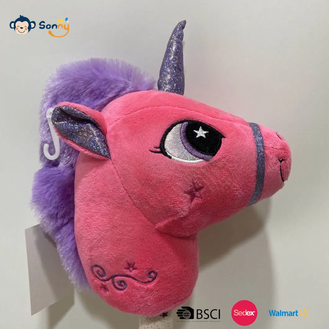 20 Cm New Animal Unicorn Head W/ Stick Plush Toy Best Gifts for Family Fun & Education