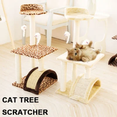 猫のスクラッチプレイ小さな家猫の木スクラッチポストクライミング猫のおもちゃで遊ぶ