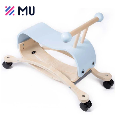 2 in 1 木製ロッキングホース 車輪付き 子供用モンテッソーリおもちゃ