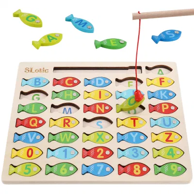 幼児向け磁気木製釣りゲームおもちゃ