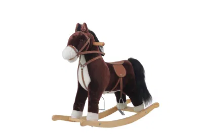 卸売幼児ロッキングチェアトロイの木馬ぬいぐるみ木製乗馬ロッキングホースぬいぐるみ